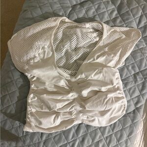 Free people movement White Mesh Short Sleeve workout top